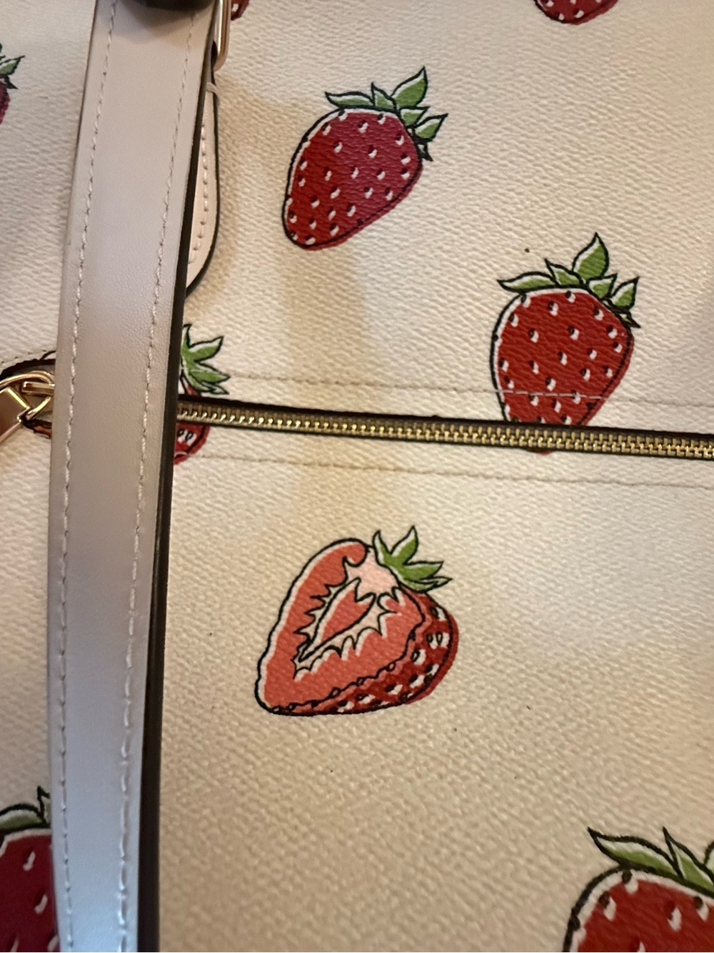 Coach White Strawberry Print Tote - Picture 5 of 14